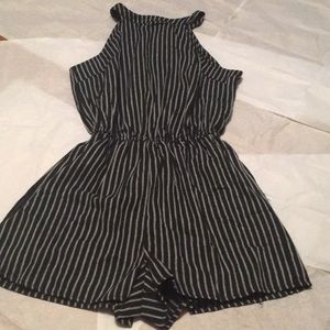 Black and white striped romper